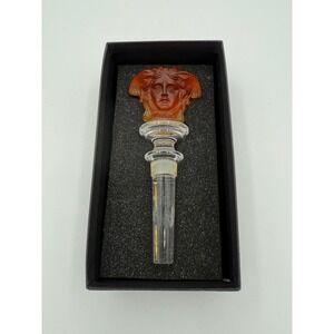 Versace Medusa Amber Crystal Bottle Stopper Barware‎ Decor Collectible